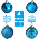 Kit 20 Bolas De Natal Azul Grande Decoração 6cm Glitter