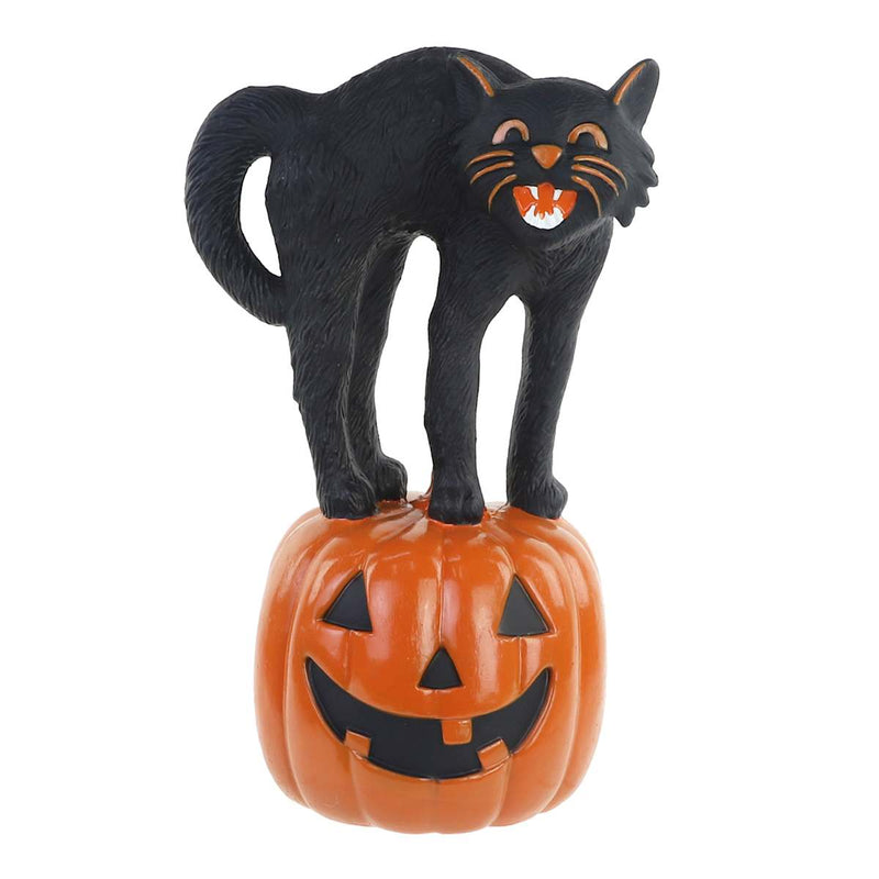 🎃 Decoração Blow Mold Gato Preto e Abóbora Jack-o'-Lantern – 33 cm