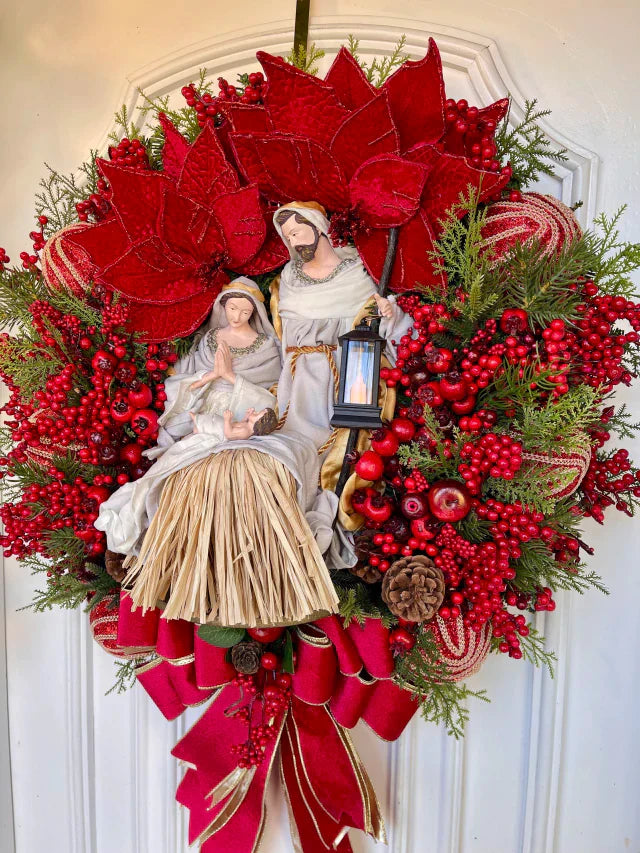 Guirlanda De Natal Sagrada Família C/ Led 65cm