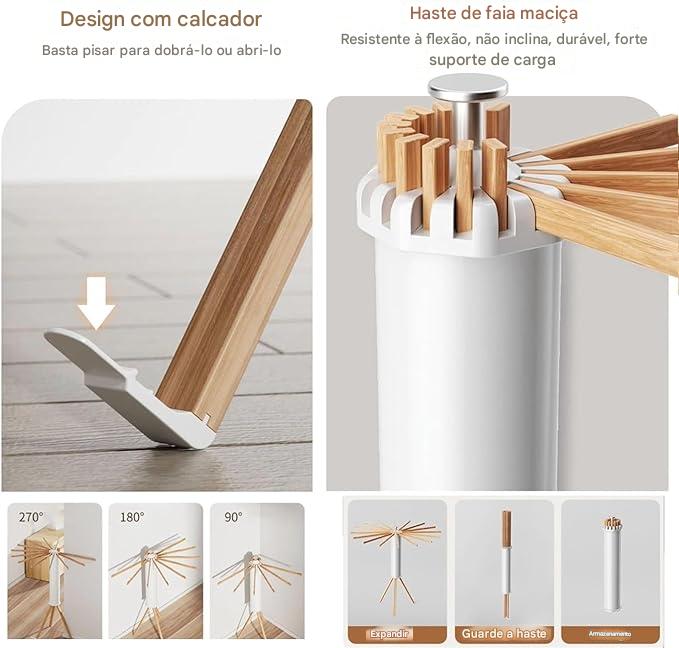 Varal Portátil Dobrável Para Roupas - Com 16 hastes