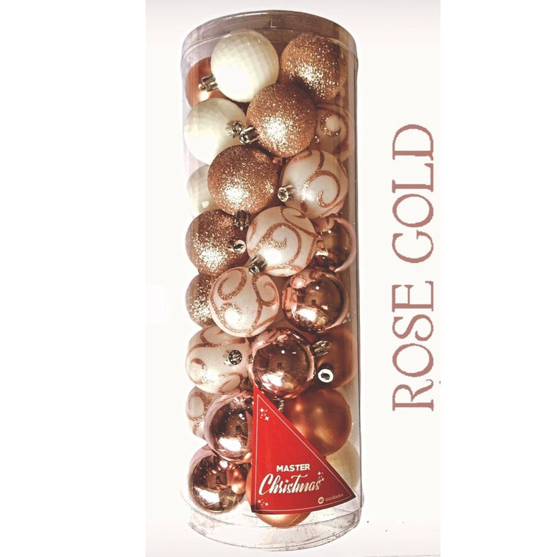 40 Bolas De Natal 5cm Sortidas Master Christmas Vermelha/rose